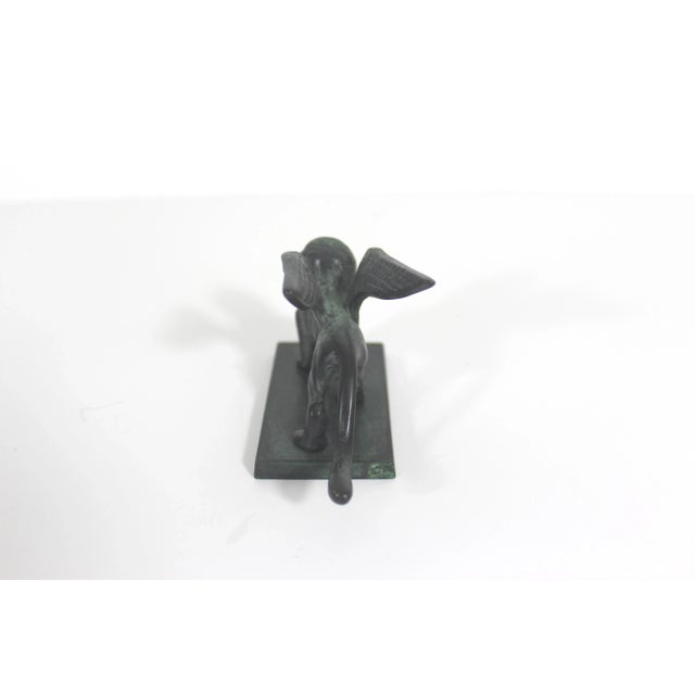 Metal Mid 20th Century Small Bronze Lion of San Marco Venice Italian Sculpture Grand Tour Souvenir Paperweight With Verdigris Patina For Sale - Image 7 of 9