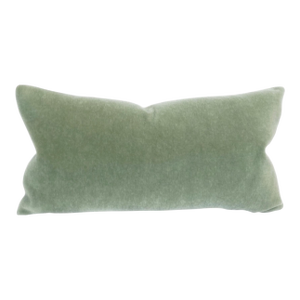 Plush Celadon Down Filled Lumbar Mohair Pillow