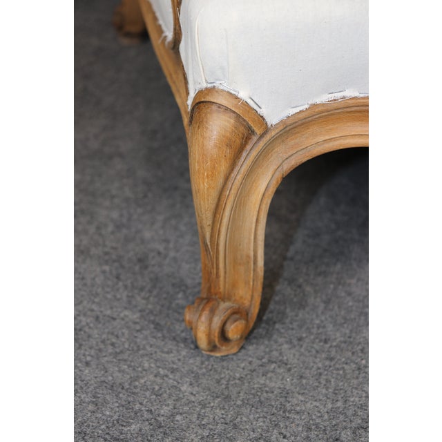Antique White Pair of French Louis XV Style Oversized Upholstered Bergere Chairs C. 1920's For Sale - Image 8 of 13