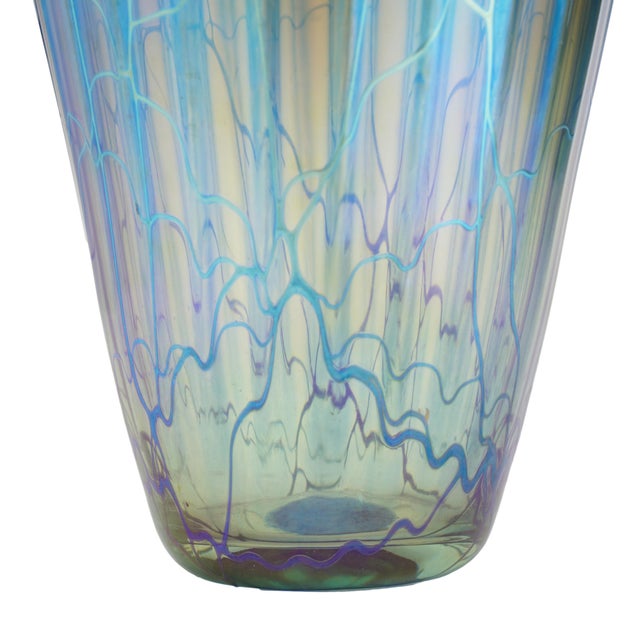 Glass Mayauel Ward Contemporary Iridescent Blue Blown Glass Vase, 2015 For Sale - Image 7 of 12