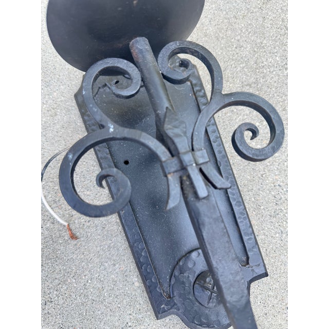 Metal Antique Spanish Wrought Iron Sconces - Pair For Sale - Image 7 of 11