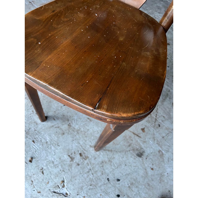 Brown Antique Oak Wood Kitchen Table With Chairs For Sale - Image 8 of 9