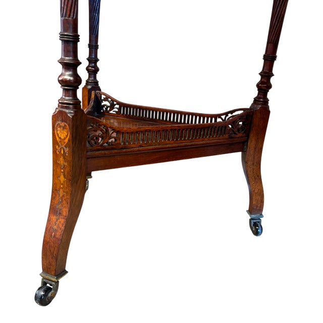 Triangular Rosewood Late Victorian Drop Leaf Table - Late 19th Century For Sale - Image 10 of 12