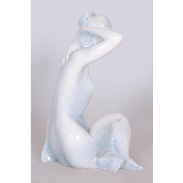 Mid-Century Czech Ceramic Sculpture of Woman by B. Kokrda, 1950s For Sale - Image 3 of 9