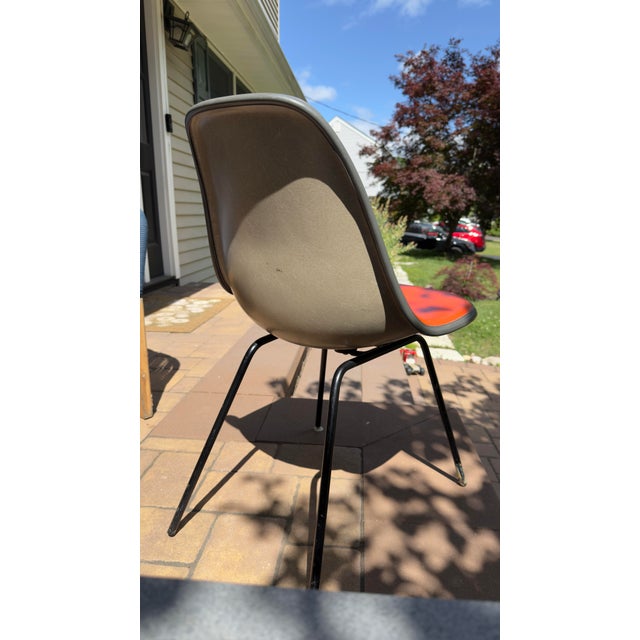 1970s Vintage Herman Miller Fiberglass Shell DSX Side Chair by Summit With Original Orange Upholstery For Sale - Image 5 of 9