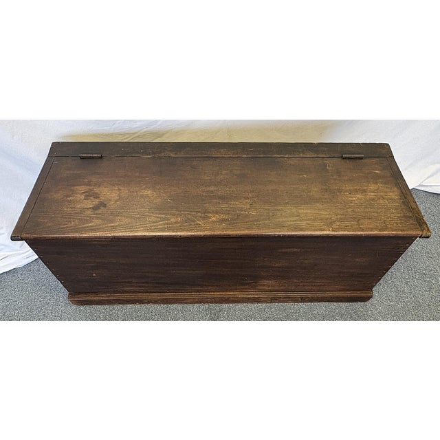 Early 20th Century Handmade Wood Blanket Chest With Hinged Lid For Sale - Image 4 of 18