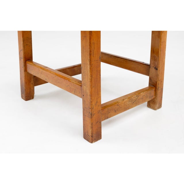 Wood Industrial Brutalist Wooden Stool, Belgium, 1920s For Sale - Image 7 of 11
