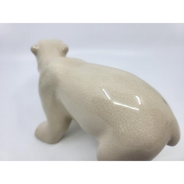 Ceramic Art Deco Polar Bear Model in Crackled Ceramic by L&V Ceram, 1920s For Sale - Image 7 of 12