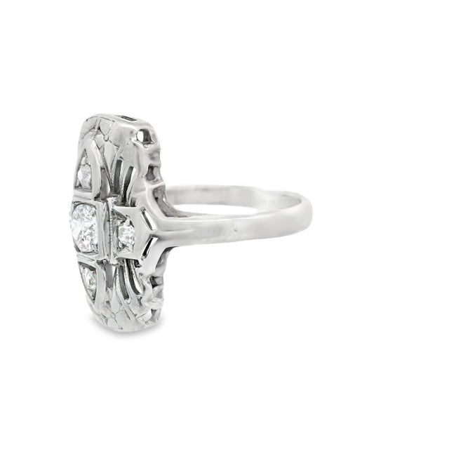 1920s 1920s Old European Cut 14k White Gold Antique Diamond Ring, Size 4.75 For Sale - Image 5 of 10