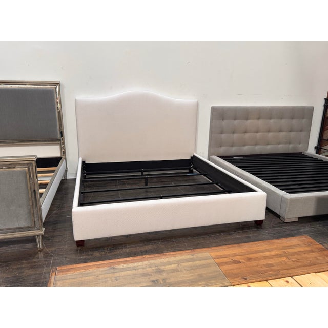 Contemporary Eastern King Size Pottery Barn Raleigh Bed Frame For Sale - Image 3 of 12