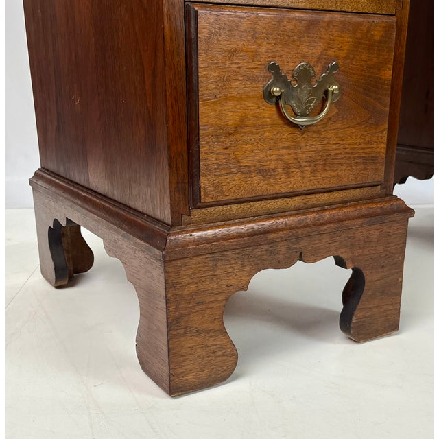 Vintage Chippendale Style Solid Walnut Kneehole Desk For Sale - Image 12 of 14