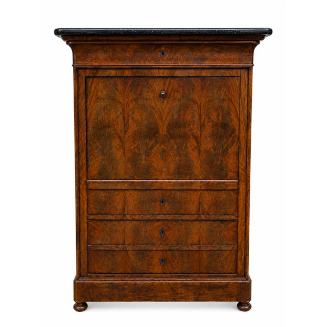 Antique Louis Philippe Secretaire in Flamed Mahogany, 1890s For Sale - Image 3 of 9