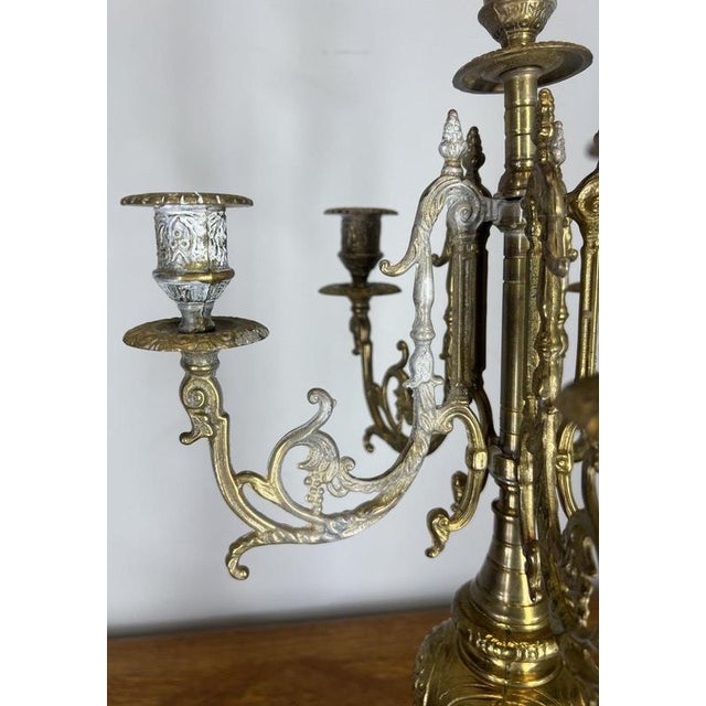 Vintage French Brass Ornate Decorative Candleholders, Set of 2 For Sale - Image 11 of 13