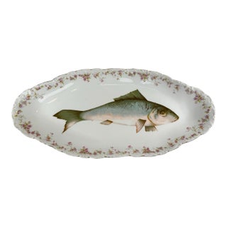 Antique L Straus & Sons Carlsbad Austria Gilded Porcelain Fish Platter For Sale