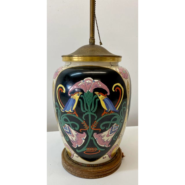 Antique Art Nouveau Ceramic Vase Table Lamp Conversion for Restoration For Sale - Image 4 of 9