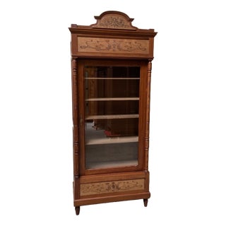 Antique Art Nouveau Display Bookcase with Inlays, 1910 For Sale