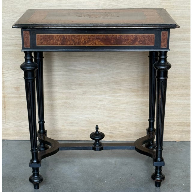 Late 19th Century Late 19th Century Sewing or Side Table Napoleon III Wood Marquetry France For Sale - Image 5 of 17
