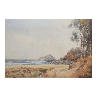 Early 20th Century Plein Air Coastal Seascape Watercolor Painting For Sale
