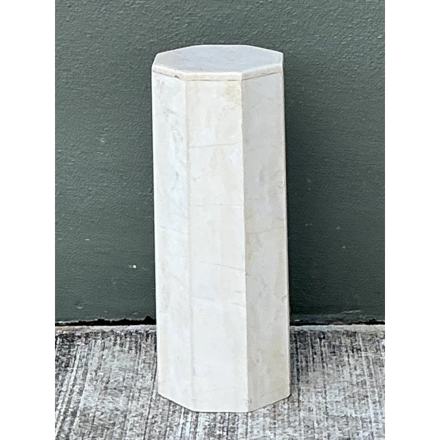 Vintage Small White Marble Hexagonal Pedestal For Sale - Image 11 of 12