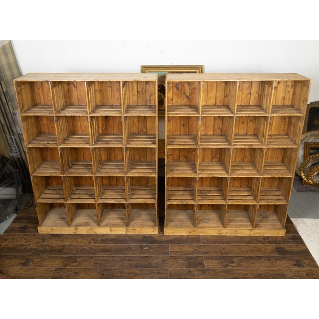 Vintage Raw Wood Pine Storage or Display Cabinets with Cubby Holes, Sold Each For Sale In Atlanta - Image 6 of 12