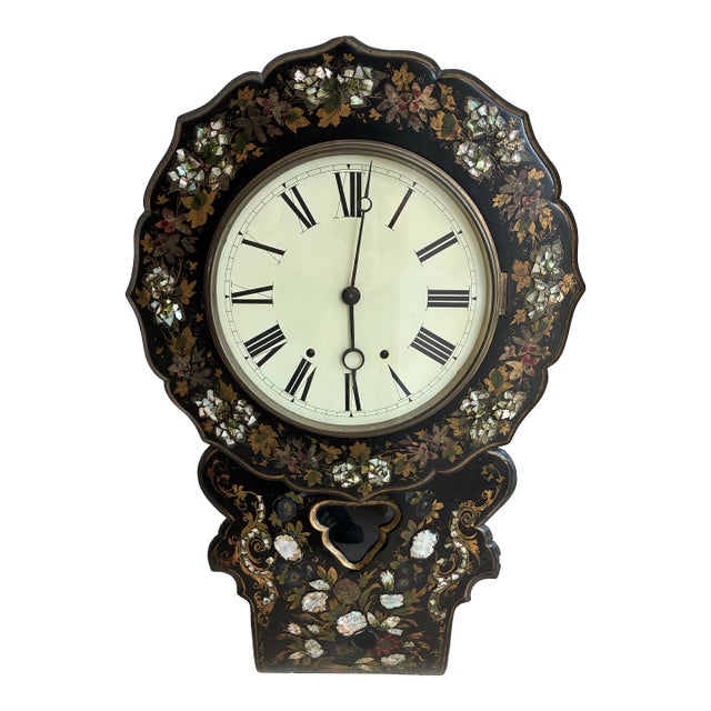 Victorian Papier Mache Wall Clock For Sale