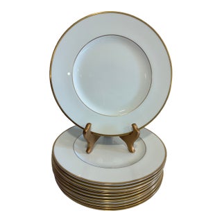 Vintage Wedgwood Bone China Gold Rim Dinner Plates, Set of 12, England For Sale