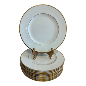 Vintage Wedgwood Bone China Gold Rim Dinner Plates, Set of 12, England
