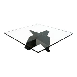 Postmodern Sculptural Glass Top Coffee Table For Sale