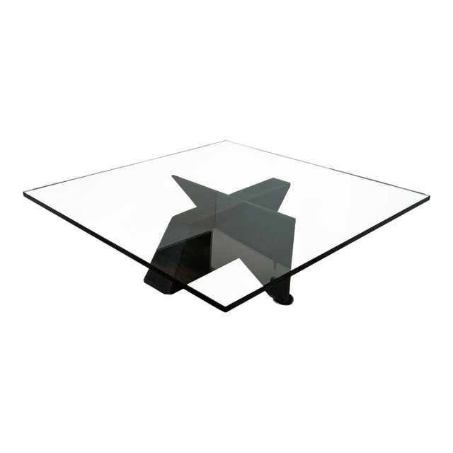 Postmodern Sculptural Glass Top Coffee Table For Sale