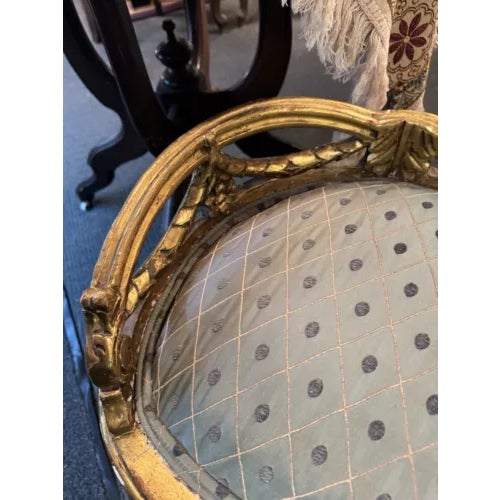 Gold Early 20th Century Vintage Upholstered Giltwood Louis IV Style Bench For Sale - Image 8 of 10