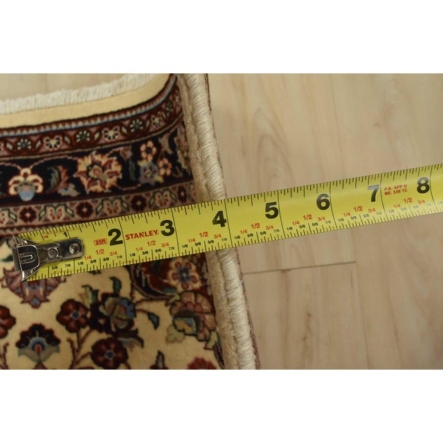 Fine Kashmar Rug 3’5′ X 4’8” Ivory Wool Traditional Hand-Knotted Carpet For Sale - Image 10 of 12