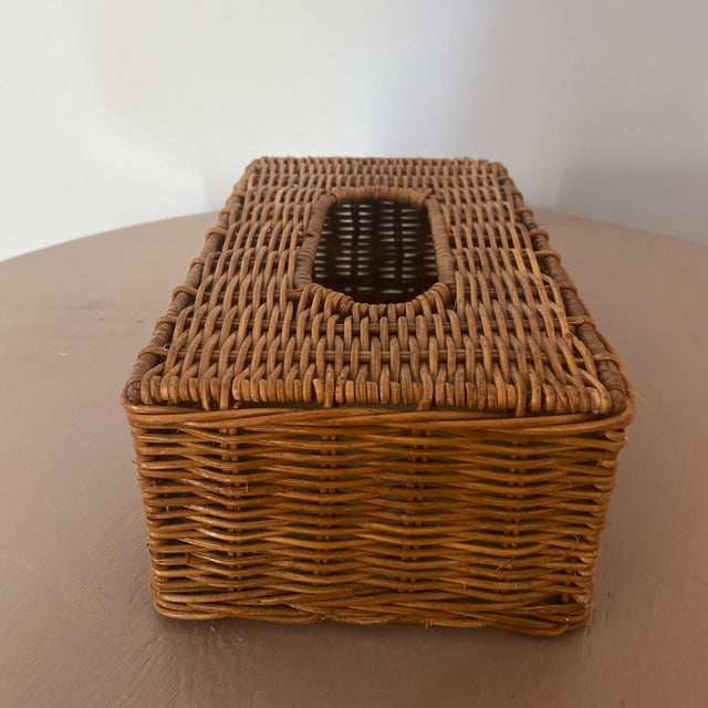 1970s Natural Wicker Tissue Box Cover Chairish