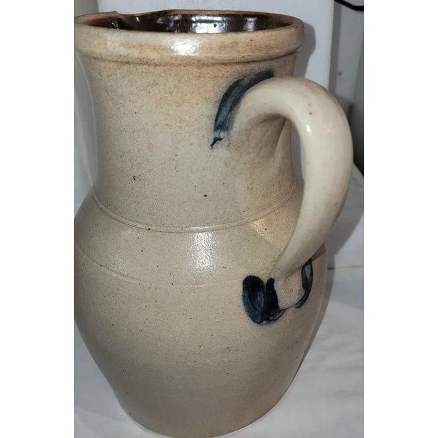 19th Century 19Thc Decorated Stone Ware Cowden & Wilcox Pitcher From Pennsylvania For Sale - Image 5 of 6
