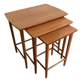 Set of 3 Mid-Century Modern Teak Nesting End Tables by Seffle Möbelfabrik C. 1950s For Sale