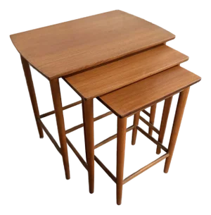Set of 3 Mid-Century Modern Teak Nesting End Tables by Seffle Möbelfabrik C. 1950s