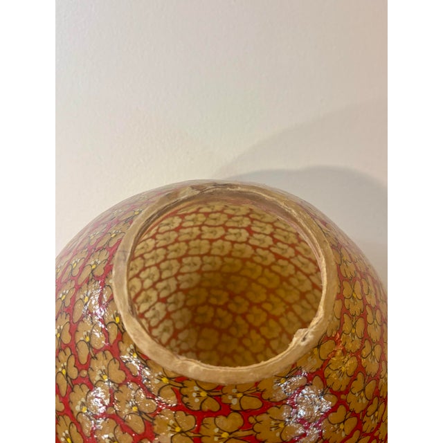 Hollywood Regency Antique Hand Painted Camel Bladder Lamp Shade Diffuser Folk Art c.1900 For Sale - Image 3 of 8