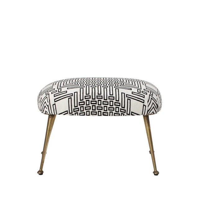 Mid-Century Black and White Geometric Footstool, Italy, 1950 For Sale - Image 3 of 9