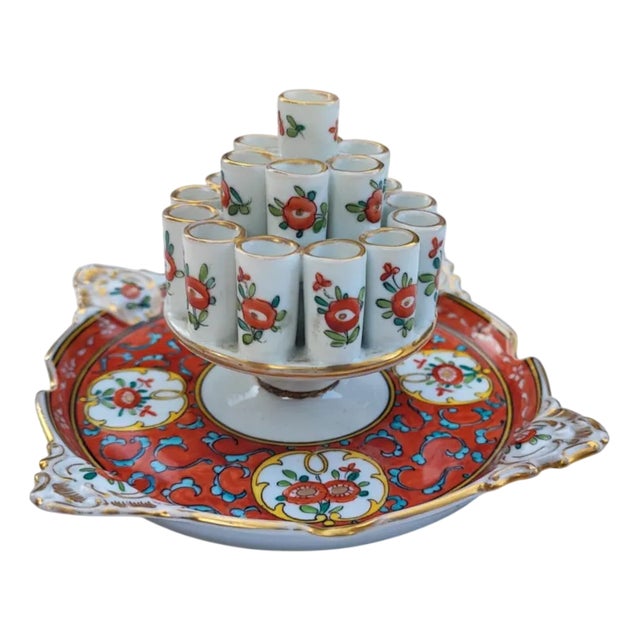 Floral & Gold Dresden Porcelain Cigarette Holder from Carl Thieme Richer Pattern, 1890s For Sale