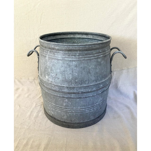 Rustic European 1930s Zinc Belgian Dolly Tub Planter For Sale - Image 3 of 7