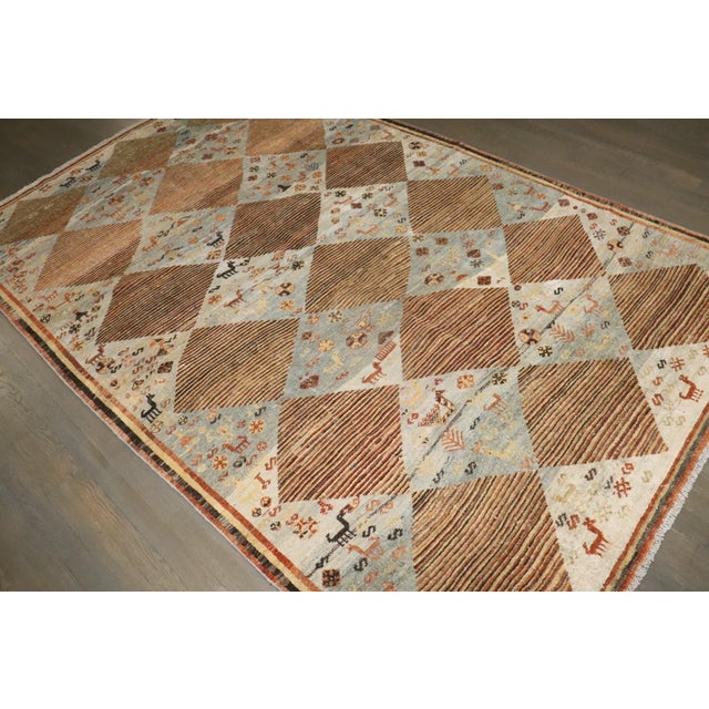Textile Folk Art Persian Gabbeh Rug no. j3316 For Sale - Image 7 of 11