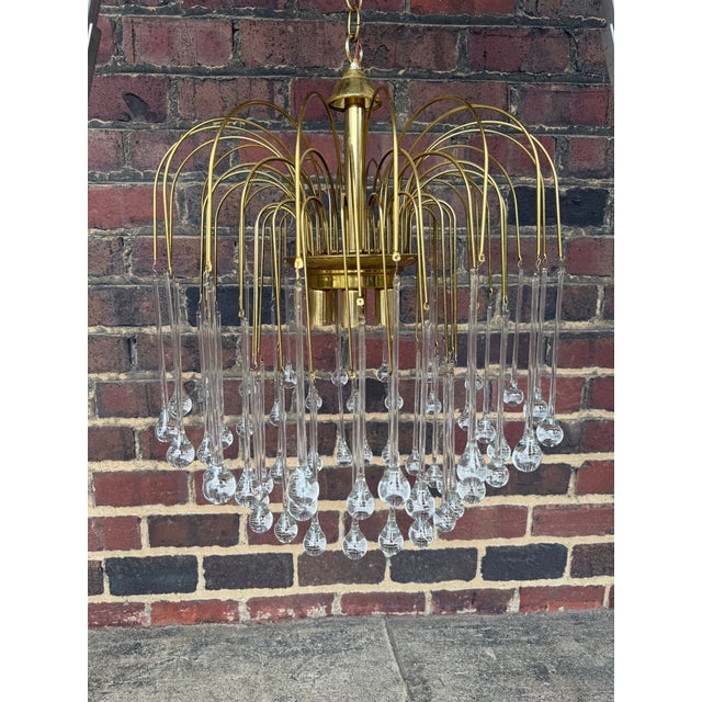 Brass Murano Tear Drop Waterfall Chadalier For Sale - Image 10 of 12