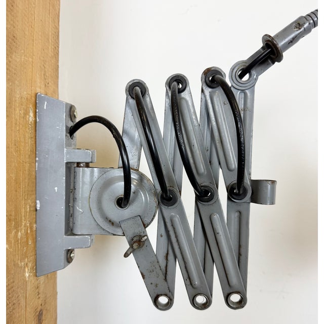 Grey Industrial Scissor Wall Lamp from Elektroinstala, 1960s For Sale - Image 11 of 18