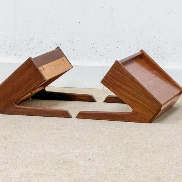 1960s Danish Floating Bedside Tables by Omann Jun, 1960s, Set of 2 For Sale - Image 5 of 12