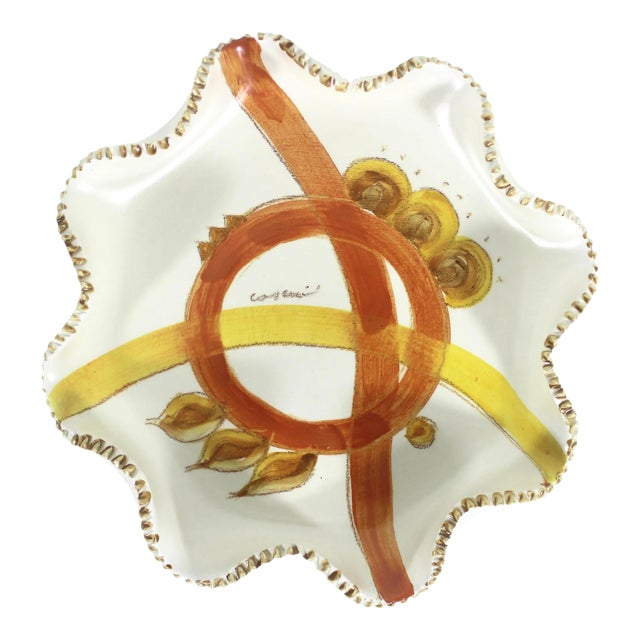 1960s Signed Cosmi Ceramiche Graphic Italian Pottery Dish or Catchall Mid-Century Modern For Sale