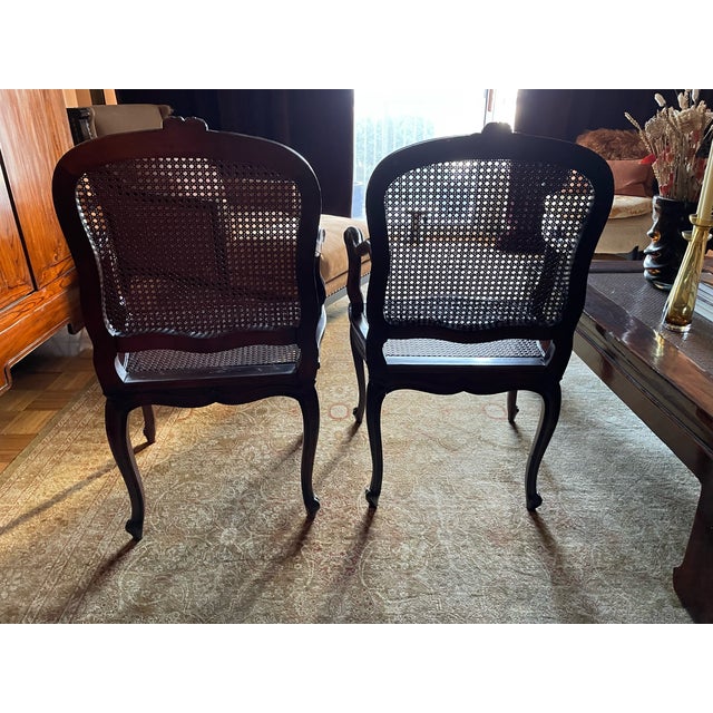 Late 19th Century French Arm Chairs With Cane Seat and Back/Custom Cushions - Set of 2 For Sale - Image 4 of 4