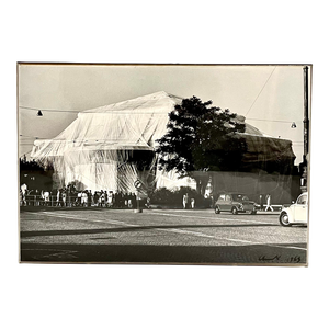 Christo and Jeanne-Claude, Vintage Signed SIlver Gelatin Photograph Christo Wrapped Kunsthalle Cugini Photo, 1968