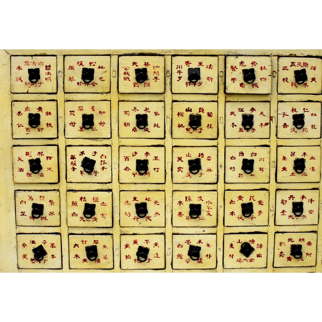19th Century Chinese Apothecary Medicine Cabinet Yellow Lacquer 67 Drawers For Sale - Image 13 of 18