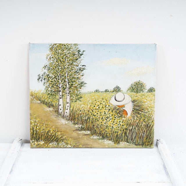 Costanza Mantovani, Countryside and Harvest, Oil on Canvas For Sale - Image 6 of 6