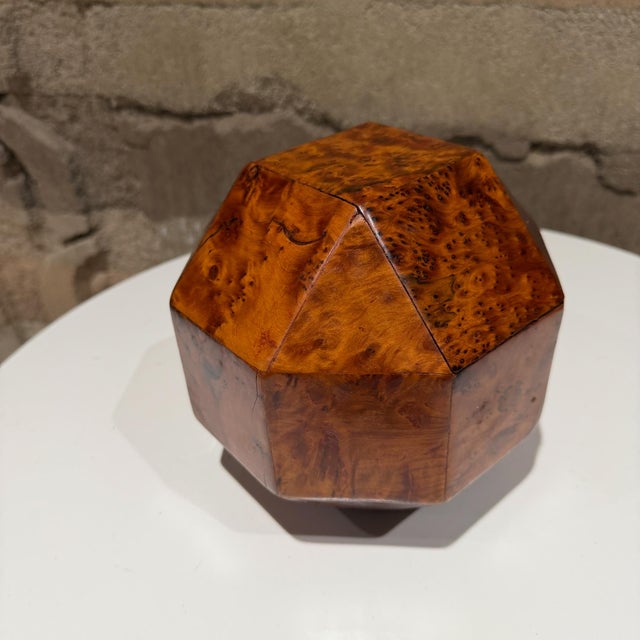 Art Deco French Polyhedral Box Crafted From Burled Wood Custom For Sale - Image 13 of 13