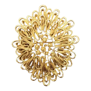 Vintage 1968 Signed Monet Modernist "Palazzo" Goldtone Brooch